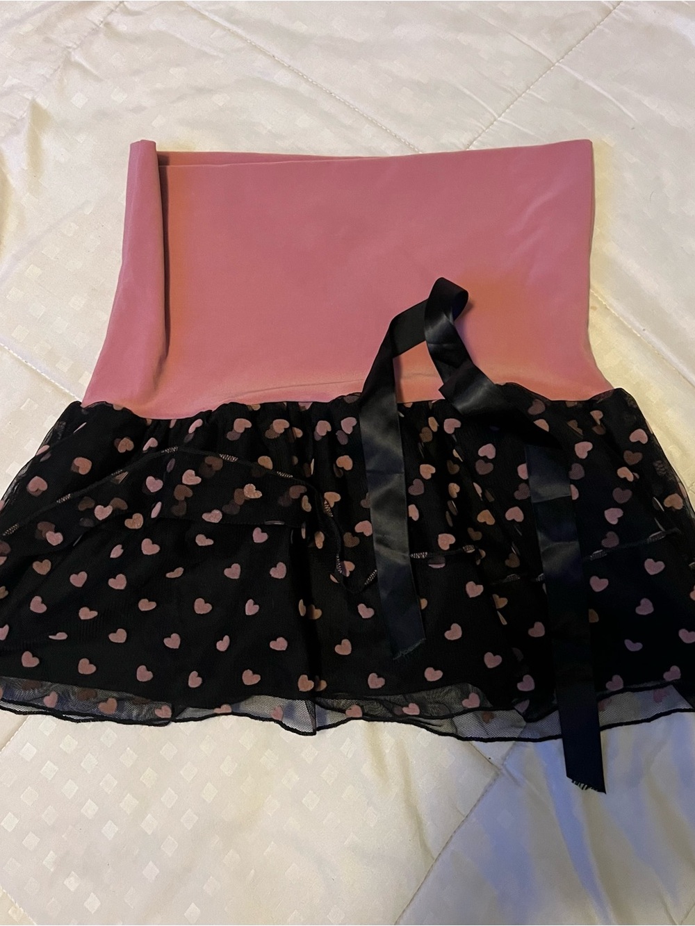 Charlotte Russe Pink and Black Heart Tiered Skirt